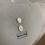 925 Silver Pink Sapphire Diamond Gemstone Necklace