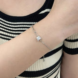 925 Silver Princess Cut Diamond Bracelet 18K Plated