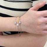 925 Silver Princess Cut Diamond Bracelet 18K Plated
