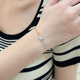 925 Silver Princess Cut Diamond Bracelet 18K Plated