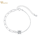 925 Silver Princess Cut Diamond Bracelet 18K Plated