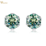 925 Silver 2CT Green Moissanite Stud Earrings