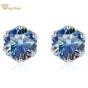 925 Silver 2CT Moissanite Diamonds Stud Earrings