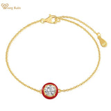 925 Silver Diamond Gemstone Bangle Bracelet 18K Plated Fine Jewelry