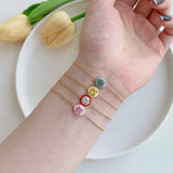 925 Silver Diamond Gemstone Bangle Bracelet 18K Plated Fine Jewelry