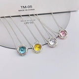925 Silver Round-Cut Diamond Pendant Necklace