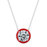 925 Silver Round-Cut Diamond Pendant Necklace