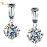 925 Silver Lab Sapphire Diamond Drop Dangle Earrings