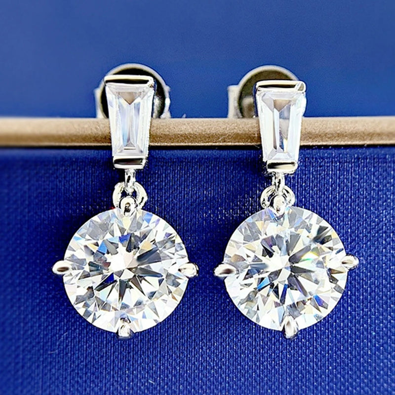925 Silver Lab Sapphire Diamond Drop Dangle Earrings