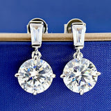 925 Silver Lab Sapphire Diamond Drop Dangle Earrings