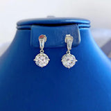 925 Silver Lab Sapphire Diamond Drop Dangle Earrings