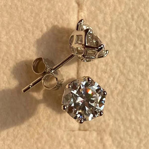 925 Silver Round Cut VVS1 Moissanite Stud Earrings