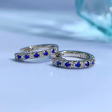 925 Silver Sapphire Ruby Diamond Hoop Earrings Wedding Jewelry