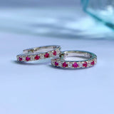 925 Silver Sapphire Ruby Diamond Hoop Earrings Wedding Jewelry