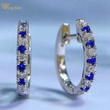 925 Silver Sapphire Ruby Diamond Hoop Earrings Wedding Jewelry