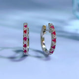 925 Silver Sapphire Ruby Diamond Hoop Earrings Wedding Jewelry