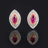 925 Silver 4*8 MM Marquise Cut Ruby Citrine Amethyst Stud Earrings