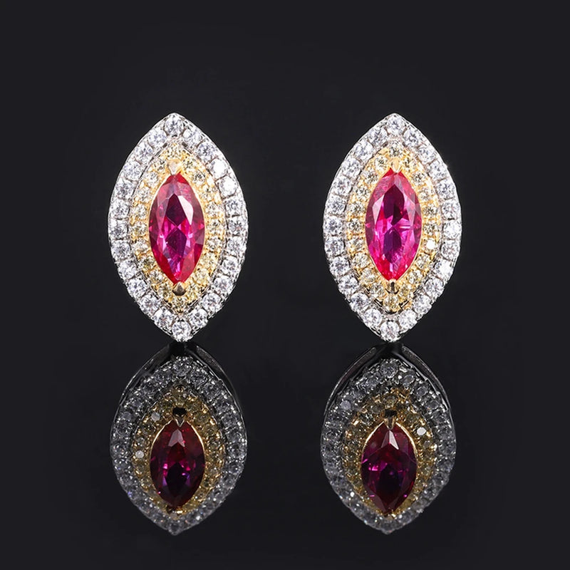925 Silver 4*8 MM Marquise Cut Ruby Citrine Amethyst Stud Earrings