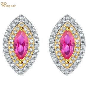 925 Silver 4*8 MM Marquise Cut Ruby Citrine Amethyst Stud Earrings