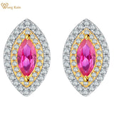 925 Silver 4*8 MM Marquise Cut Ruby Citrine Amethyst Stud Earrings