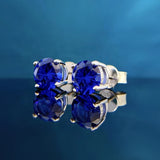 Sterling Silver Round Ruby Sapphire Stud Earrings Wedding Gift
