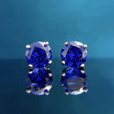 Sterling Silver Round Ruby Sapphire Stud Earrings Wedding Gift