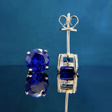 Sterling Silver Round Ruby Sapphire Stud Earrings Wedding Gift