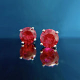 Sterling Silver Round Ruby Sapphire Stud Earrings Wedding Gift