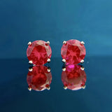 Sterling Silver Round Ruby Sapphire Stud Earrings Wedding Gift