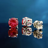 Sterling Silver Round Ruby Sapphire Stud Earrings Wedding Gift