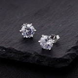 925 Silver 8MM Diamond Ear Stud Earrings