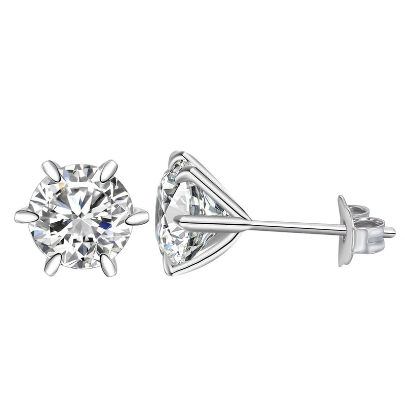 925 Silver 8MM Diamond Ear Stud Earrings