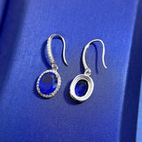 925 Silver Oval Sapphire Gemstone Dangle Earrings Wedding Party Jewelry