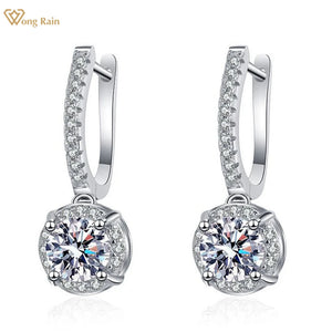 925 Silver D 1CT Moissanite Diamonds Zircon Dangle Earrings
