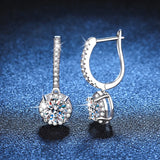 925 Silver D 1CT Moissanite Diamonds Zircon Dangle Earrings