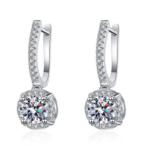 925 Silver D 1CT Moissanite Diamonds Zircon Dangle Earrings