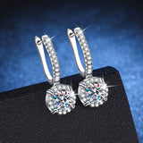 925 Silver D 1CT Moissanite Diamonds Zircon Dangle Earrings