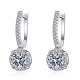 925 Silver D 1CT Moissanite Diamonds Zircon Dangle Earrings