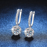 925 Silver D 1CT Moissanite Diamonds Zircon Dangle Earrings