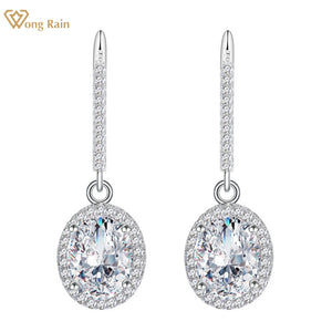 925 Sterling Silver Diamond Gemstone Dangle Earrings 18K Plated