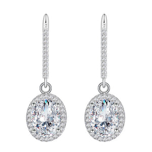 925 Sterling Silver Diamond Gemstone Dangle Earrings 18K Plated