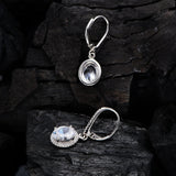 925 Sterling Silver Diamond Gemstone Dangle Earrings 18K Plated