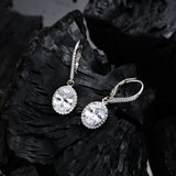 925 Sterling Silver Diamond Gemstone Dangle Earrings 18K Plated