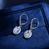 925 Sterling Silver Diamond Gemstone Dangle Earrings 18K Plated