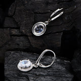 925 Sterling Silver Diamond Gemstone Dangle Earrings 18K Plated