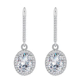 925 Sterling Silver Diamond Gemstone Dangle Earrings 18K Plated