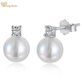 925 Silver Pearl Diamond Ear Studs for Women