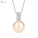 Solid 925 Sterling Silver Pearl Emerald Sapphire Gemstone Necklace Pendant