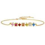 925 Silver Diamond Gemstone 18K Plated Bracelet Bangle