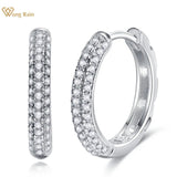 Hip Hop 925 Silver Diamond Gemstone Hoop Earrings
